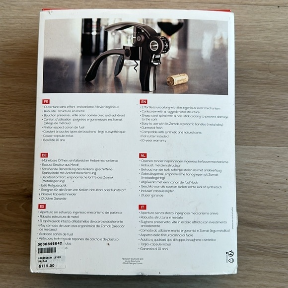 Sleek Black and Silver Corkscrew Peugeot ® Baltaz Basalte Corkscrew - Picture 4 of 7